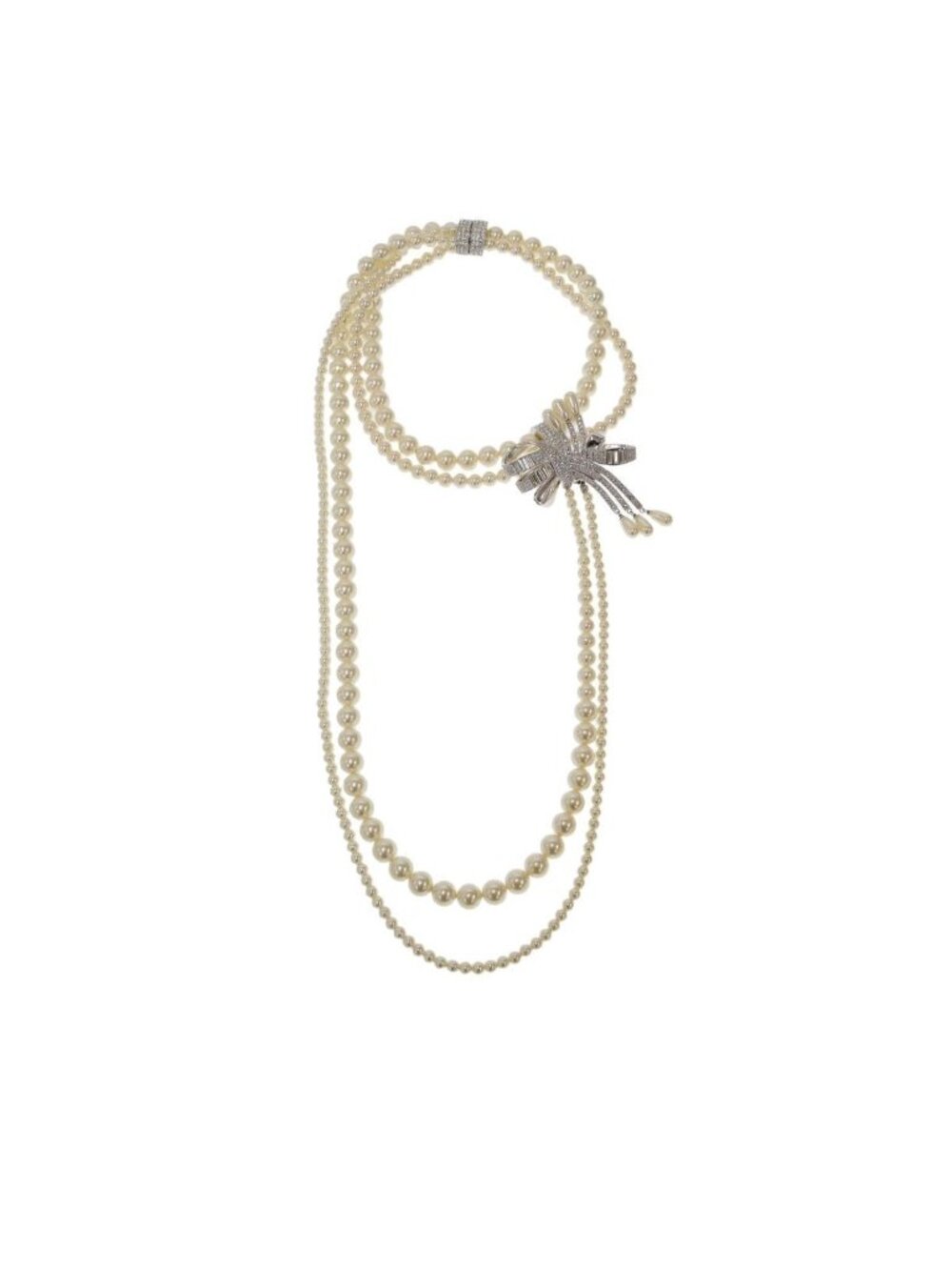 Dior Pearl Brooch Multiple Necklace White